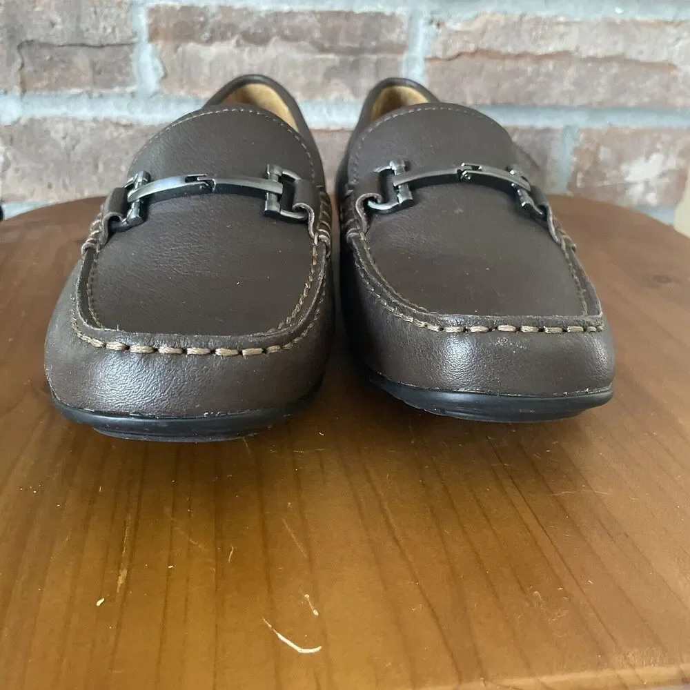 Vionic Loafer Moccasin Shoes Men's Size 7 Brown Mason Silver Buckle Comfort